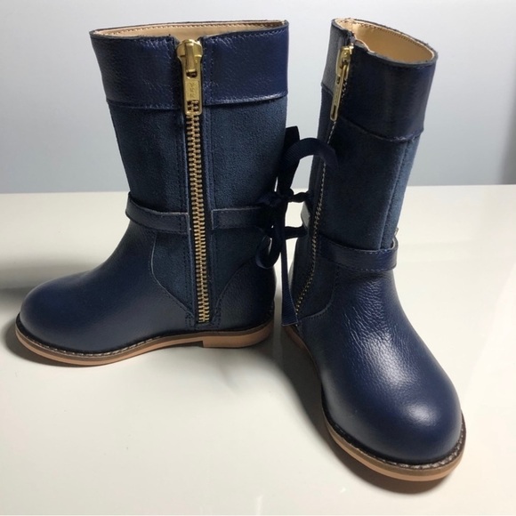NEW WITH TAGS Janie And Jack Navy Blue Riding Boots Size 4 - Picture 1 of 5